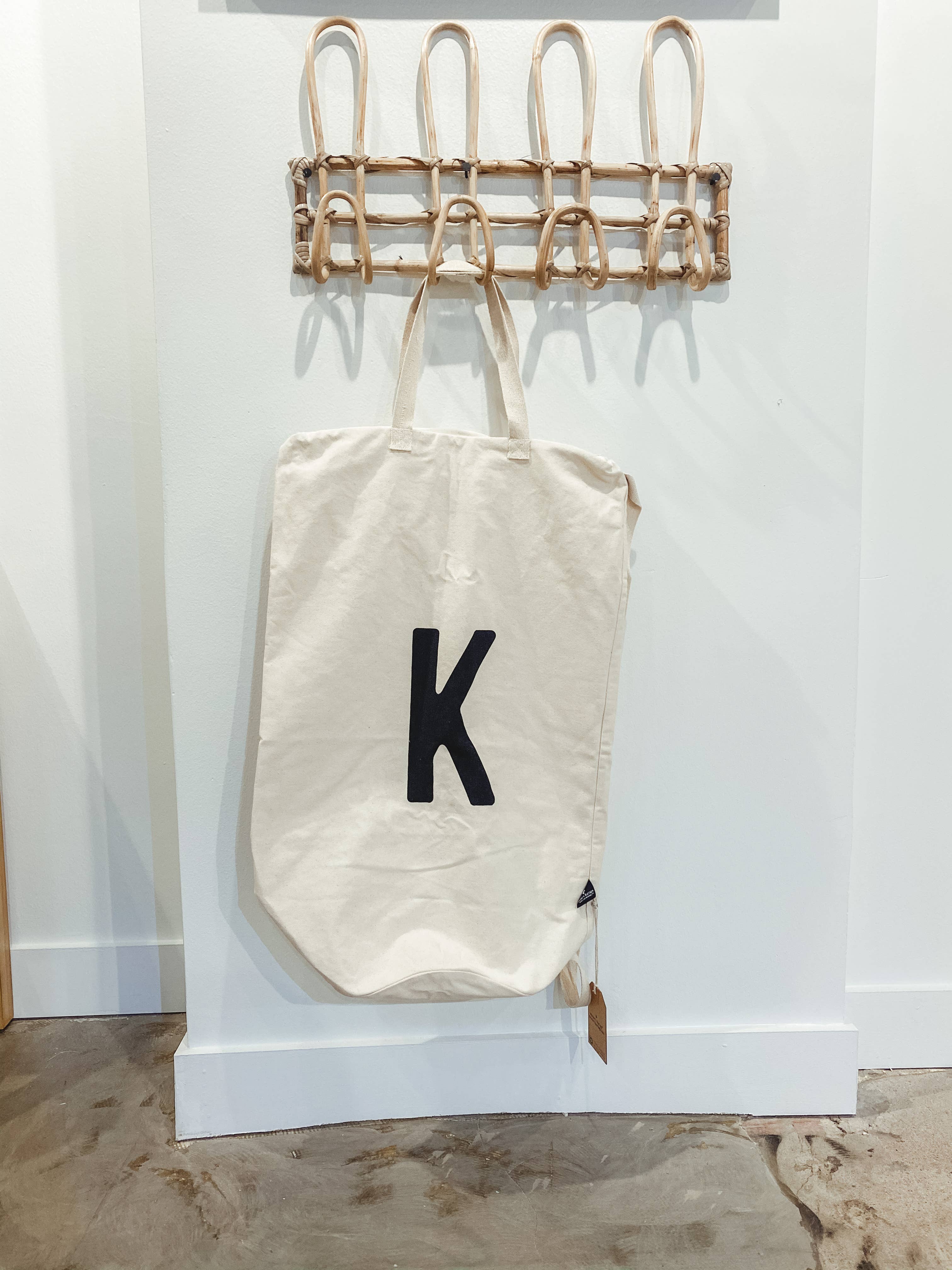 Modern Burlap - Wholesale Laundry Bag - Cotton Canvas Laundry Bag With Shoulder Strap - Alphabet8