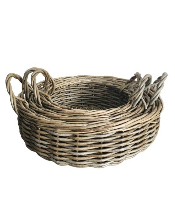 McGowan & Rutherford Ltd – wholesale Basket – Set of 3 Rustic Woven Shallow Storage Baskets1