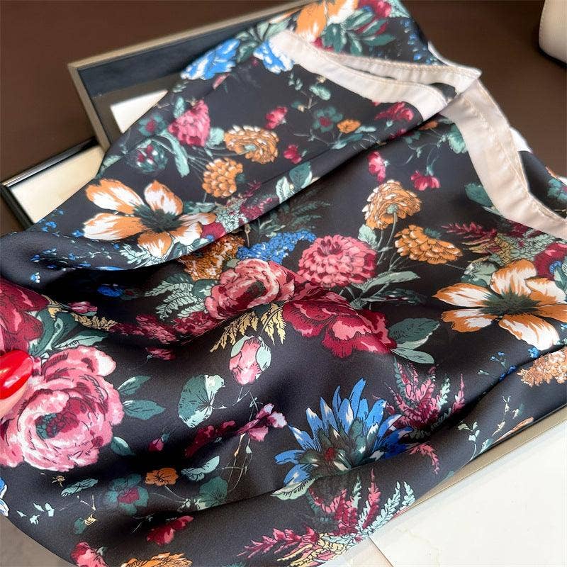 SueSilkHK – wholesale Halsduk - Dam – Fransk rosmönster 70 cm fyrkantig halsduk, silkestrukturerad halsduk, solskyddande satinhalsduk, halsduk, satinsjal, gåva9