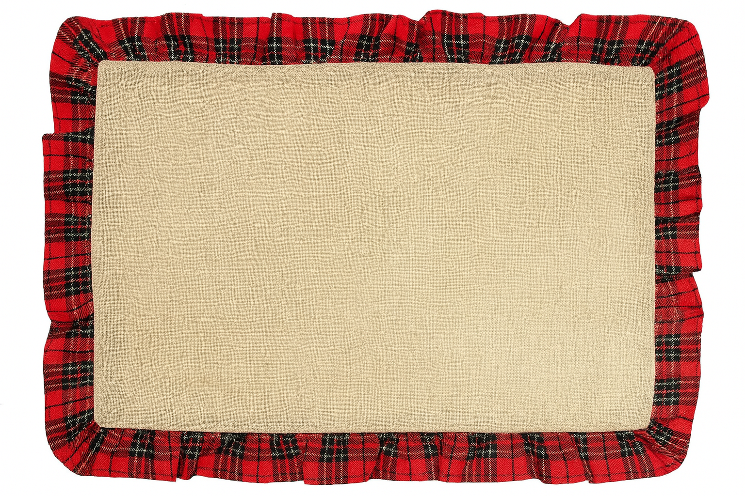 Fennco Styles – Individuais por atacado – Placemat de férias com acabamento em tartan com babados1