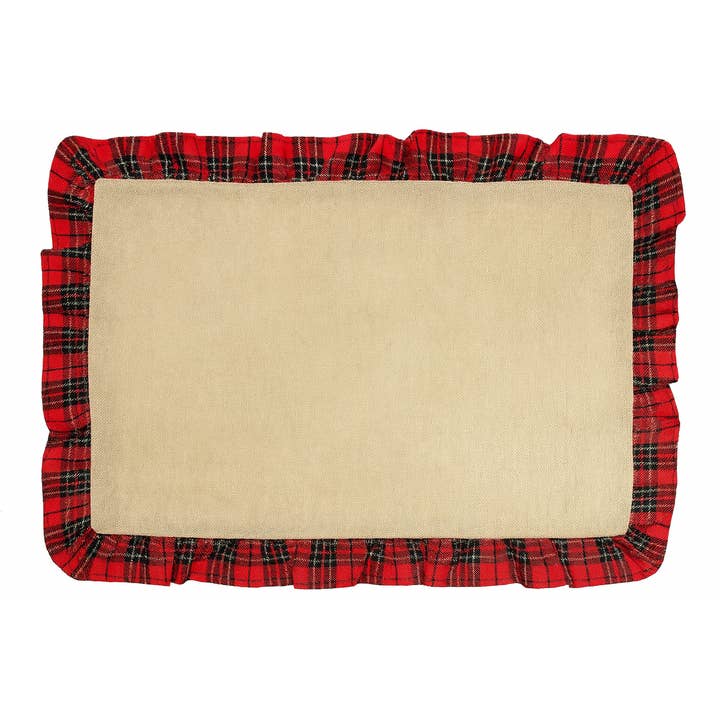 Fennco Styles - Vente Sets de table - Napperon de Noël à motif tartan à volants1