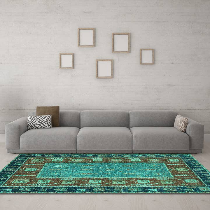 Machine Washable Animal Turquoise Traditional Area Rugs for wholesale by Ahgly
