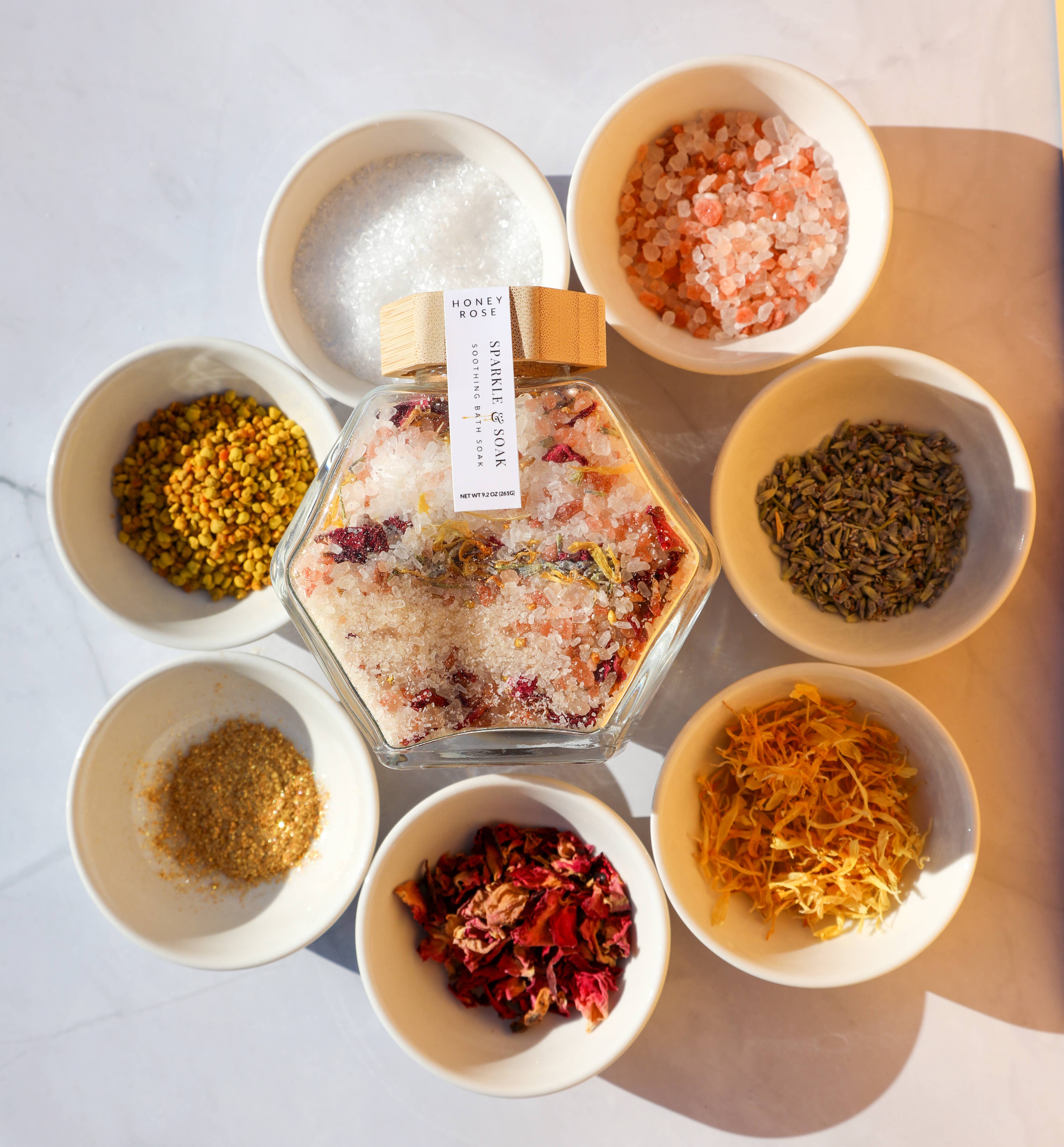 The Enchanted Hive - Wholesale Bath Salts - Sparkle & Soak Hive Jar: Honey Rose Bath Salts 1