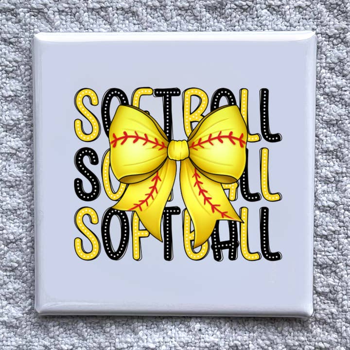 Softboll 2x2" Magnet-Handgjord Kylskåpsdekor för wholesale av Made With Aloha Magnets,llc