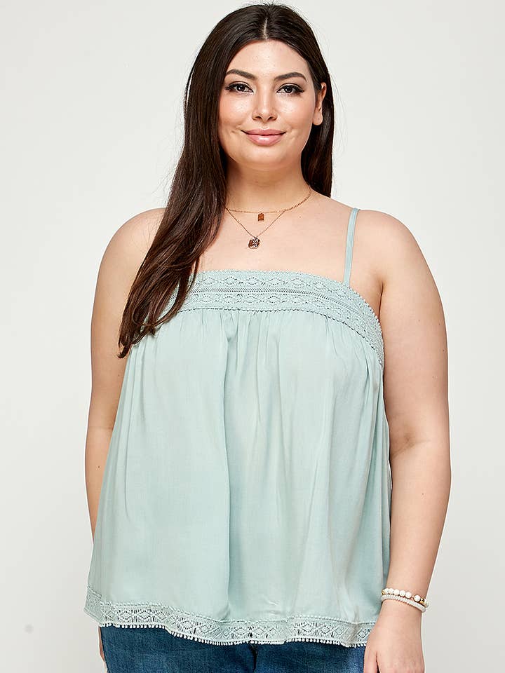 Camisole en dentelle au crochet de grande taille - SS1149P-T pour la vente par Haute Fox Plus Size & Contemporary