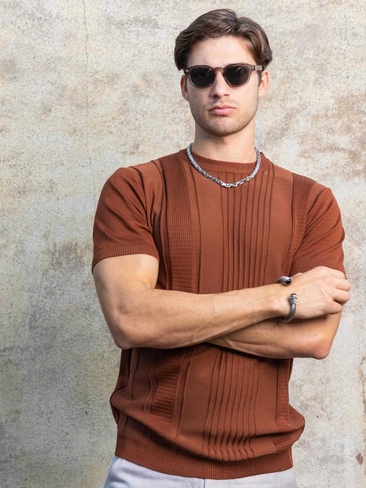 Men's Stylish Premium Knit Textured T-Shirt NEW for wholesale by MOJITO COLLECTION
