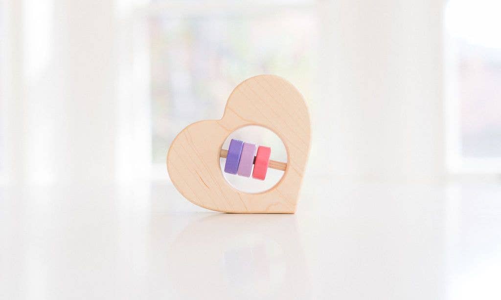 Bannor Toys - Wholesale Handheld Rattle - Baby - Heart Rattle Wooden Baby Toy