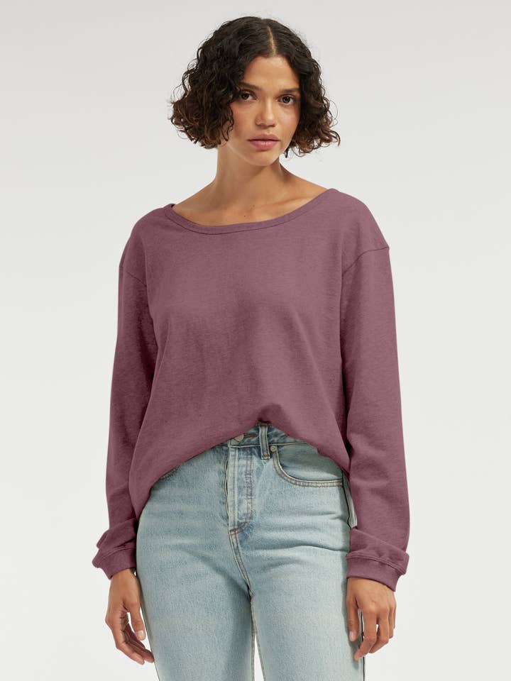 Jessie Crew Neck Sweater - Plum for wholesale on Faire0