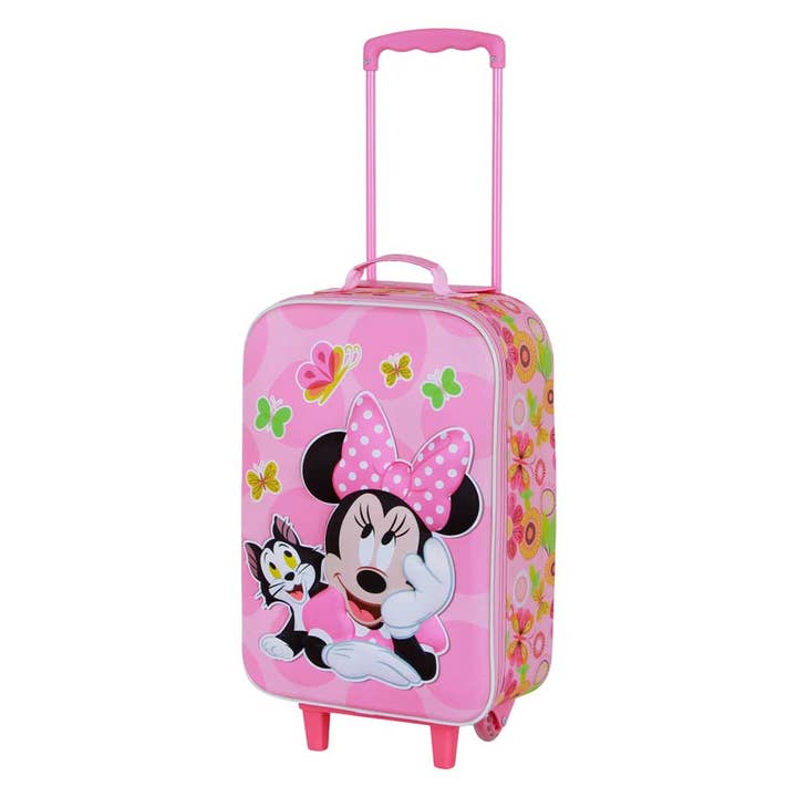 Valise cabine rose Disney Minnie Mouse avec douceur peluche 3D pour la vente par KARACTERMANIA