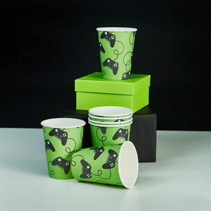 Game Controller Paper Cups 8 Pack for wholesale by Hootyballoo by Club Green
