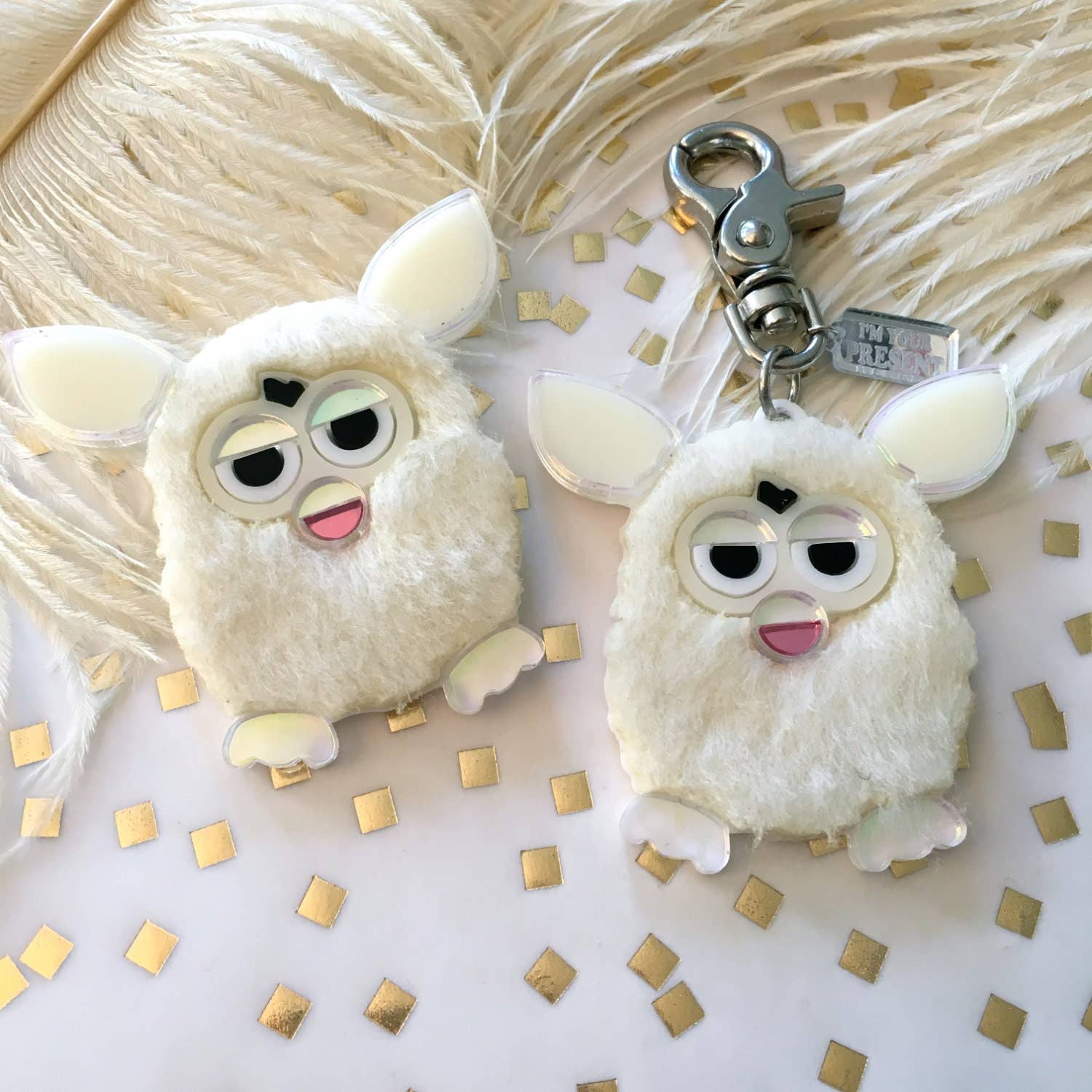 I'm Your Present - Wholesale Keychain - Women's - Furry Furby Acrylic Laser Cut Acrylic Keychain Or Pin3