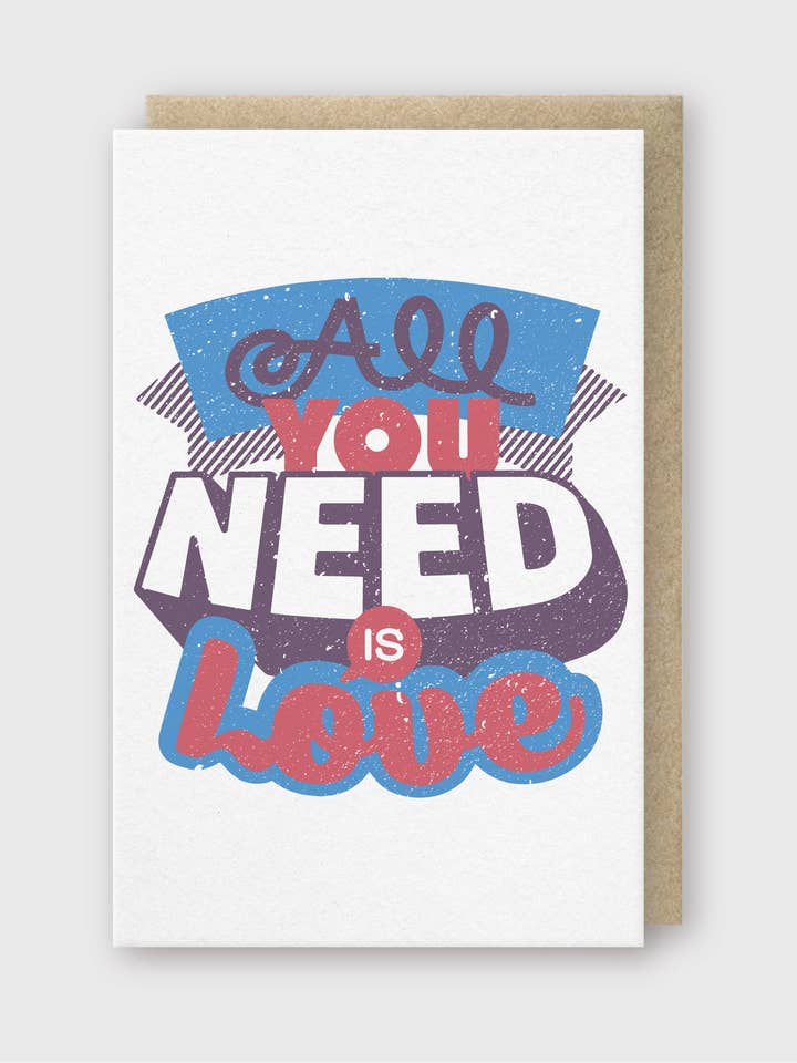 Tarjeta de felicitación All You Nered is Love para venta al por mayor de Pike Street Press
