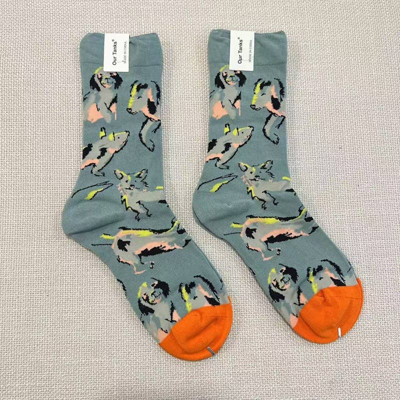 Tourtiwi – Meias - Unissexo por atacado – Meias com padrão de pintura a óleo assimétrico25