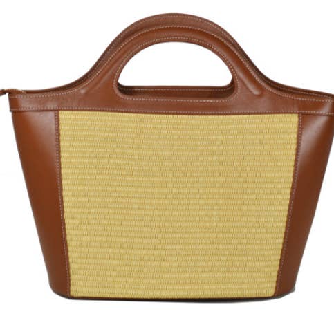 JIJOU CAPRI - Wholesale Beach Bag - Italian Viva Leather & Raffia Beach Bag