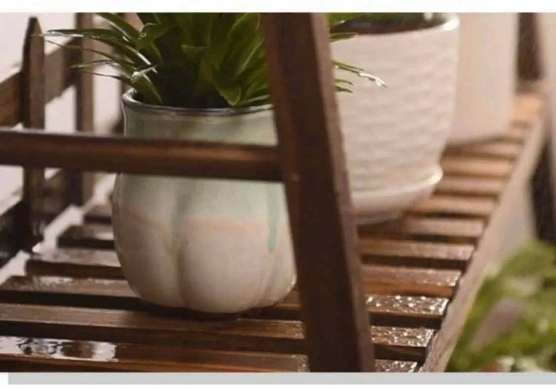 everythingbamboo - Vente Supports de plantes - Étagère porte-plante en pin massif avec barre suspendue, décor jardin intérieur et extérieur32