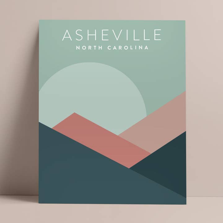Asheville, North Carolina Minimalist Wall Art for wholesale by Backstory Map Co.