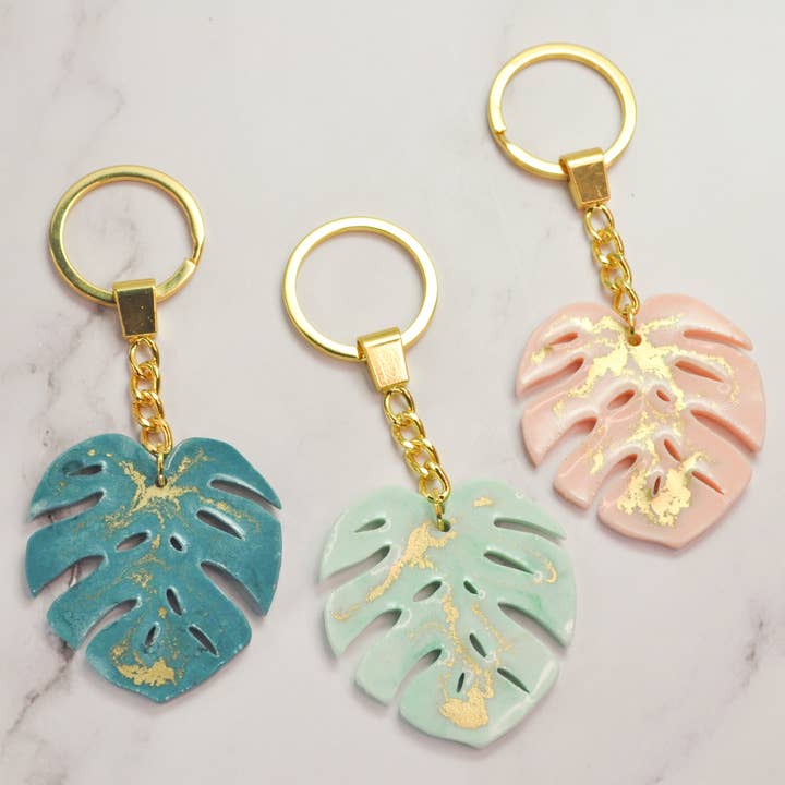 Monstera Leaf Guld Detaljer Nøglering for engroshandel hos Jess Adams Design
