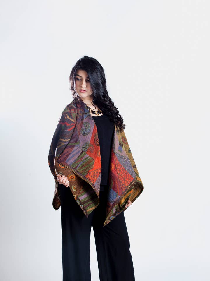In Style Scarves - Vendita all'ingrosso Poncho - Donna - Poncho autunnale 100% lana Merino australiana in due misure6