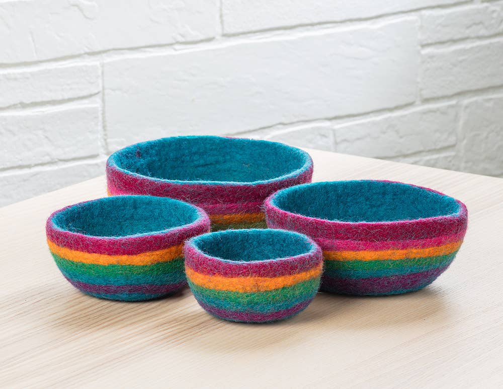 Abbott - Wholesale Decorative Plate/Dish/Bowl - Set of 4 Nesting Bowls-Rainbow-3.5-7"D1