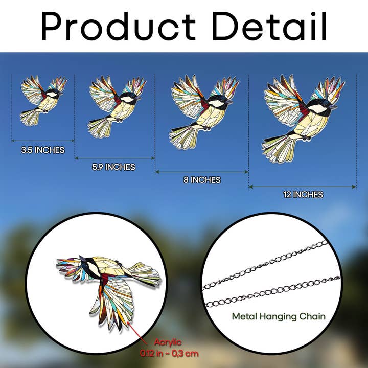 Merchemy - Wholesale Wall Decor - Kids & Baby - Chickadee ACRYLIC Window Hanging Décor, Bird Lovers Gifts8