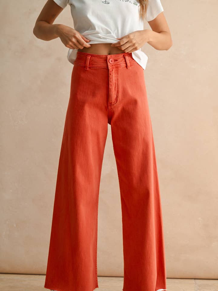 MIOU MUSE - Wholesale Jeans - Women's - MMP623 STRAIGHT WIDE LEG DENIM PANTS