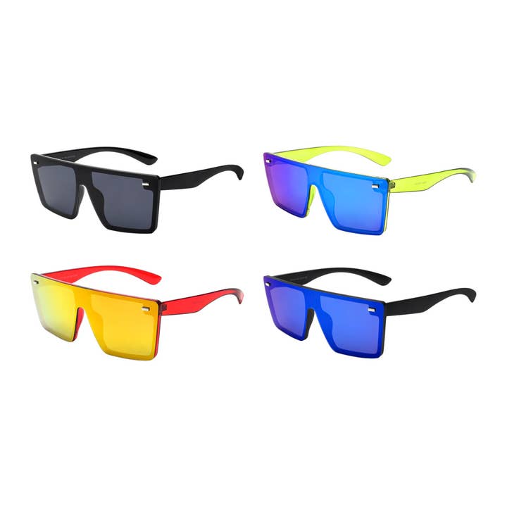 Shield Sunglasses Mirror Lens Sport Moto Style Oversized for wholesale by Shark Eyes, Inc