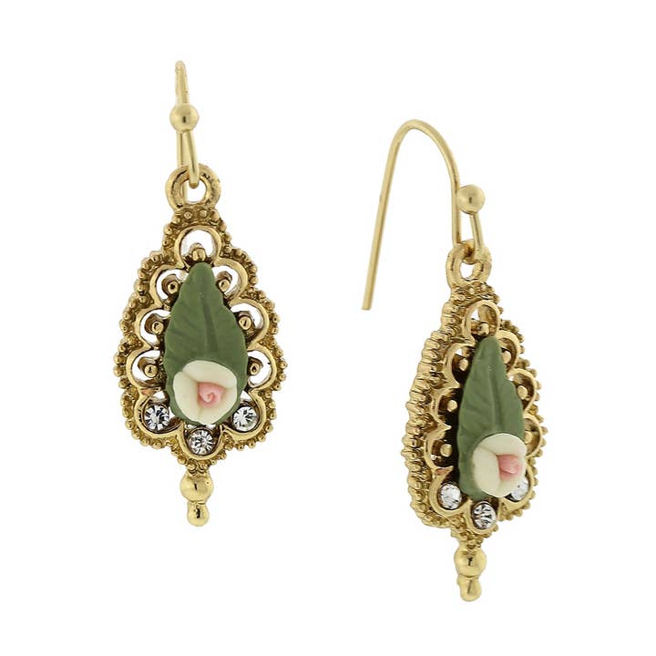 1928 Jewelry – Großhandel Ohrhänger – 1928 Jewelry Fantasia Rosen-Ohrhänger aus Porzellan0