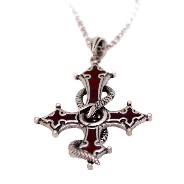 Western Fashion - Vendita all'ingrosso Collana con ciondolo/pendaglio - LC443 - Croce celtica con serpente avvolto intorno alla croce