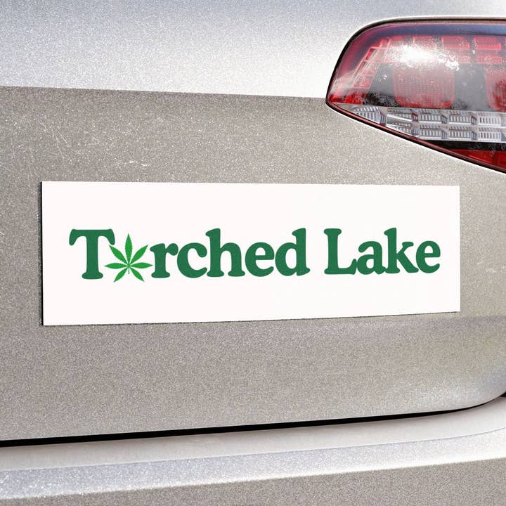Torched Lake Car Magnet – Cannabis & Torch Lake Michigan Design, Lake Life Adventure Magnet for wholesale by Up North Attitude
