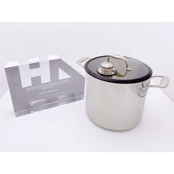 Lynns - Wholesale Cooking Pot - Triply 9.8-Quart Stockpot w/ Portal in Lid for Sous Vide