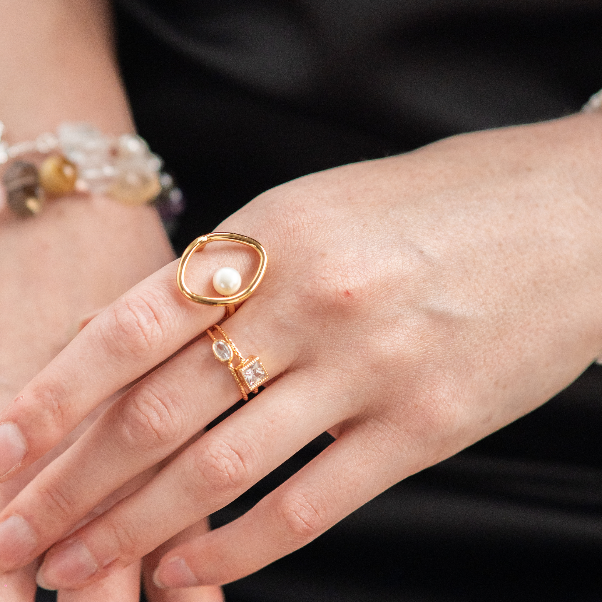 Factor Stories - Wholesale Single Stone/Solitaire Ring - Gold Square Ring6