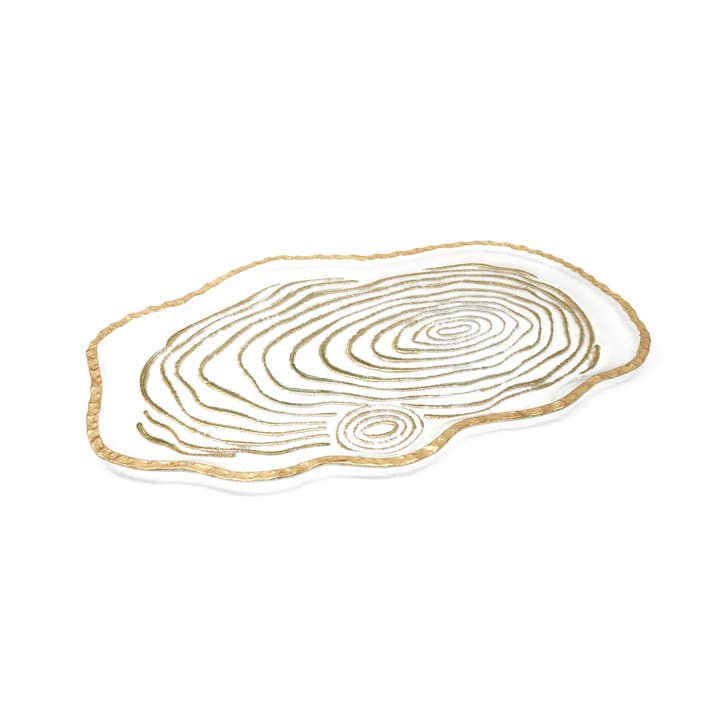 Vassoio ovale in vetro granulato dorato per la vendita all'ingrosso da parte di VIVIENCE