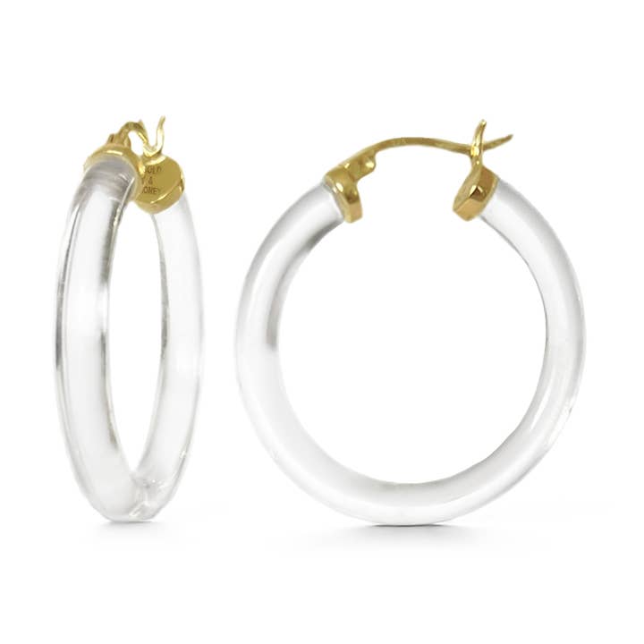 Dunne Hoepeloorbellen van 1,35" in doorzichtig voor wholesale door Gold & Honey