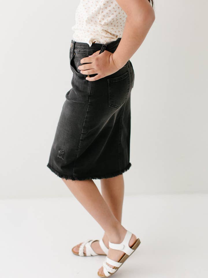 The Main Street Exchange - Wholesale Skirt - Kids - 'Nala' Girl Distressed Denim Skirt8