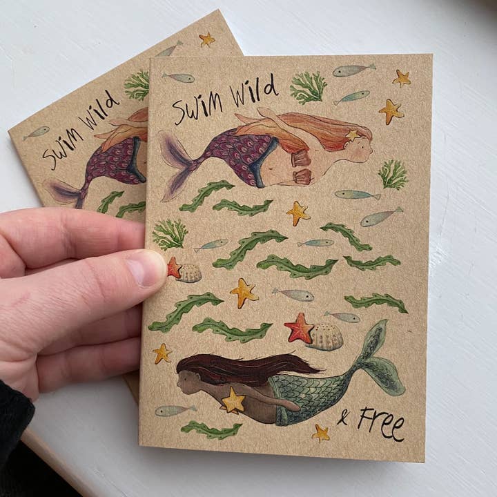 Swim Free Eco Jotter - A6 plain notebook / notepad for wholesale by Catherine Redgate: Illustrator