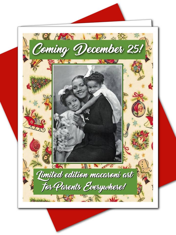 Macaroni Art - Christmas Greeting Card for wholesale by Ümlaut Brooklyn