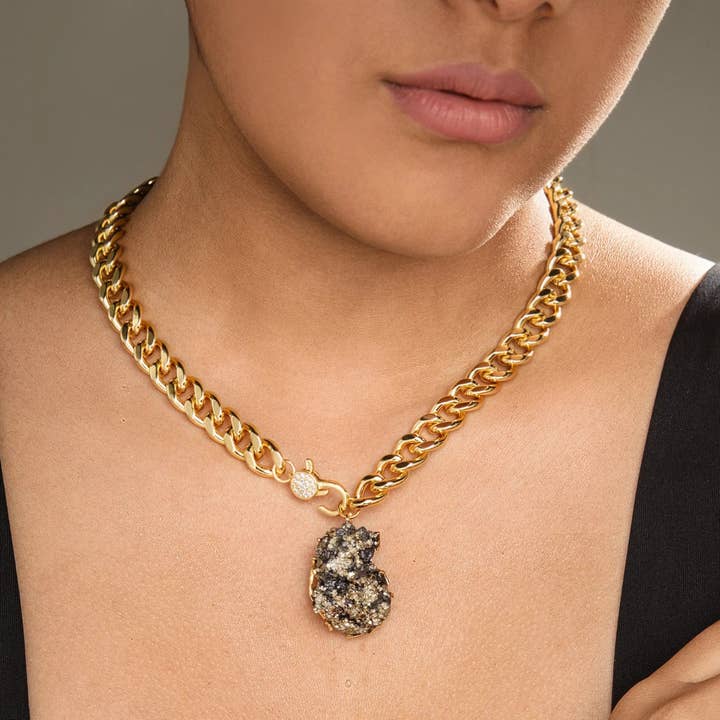 PHOEBE´S - Venta al por mayor Collares con colgantes/abalorios - Collar de Pirita, Joyería de Oro, Regalo de Buena Suerte3