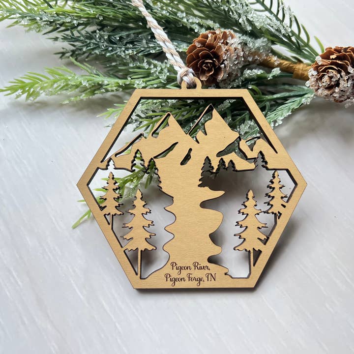 Stad Woodlands - Wholesale Ornament - Mountains and River Personalized Christmas Ornament