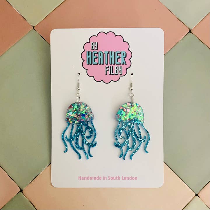 By Heather Filby – wholesale Dangle earrings – JellyFish Glitter Earrings (MORE COLOURS) - Best Seller13