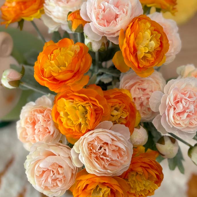 Sweet Home Deco - Wholesale Artificial Flowers - 19'' Silk Ranunculus Single Spray Flowers, Spring Ranunculus10