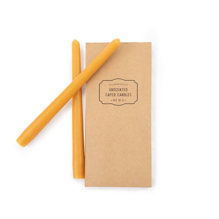 Unscented Taper Candles - Set of 6 for wholesale by Sugarboo & Co