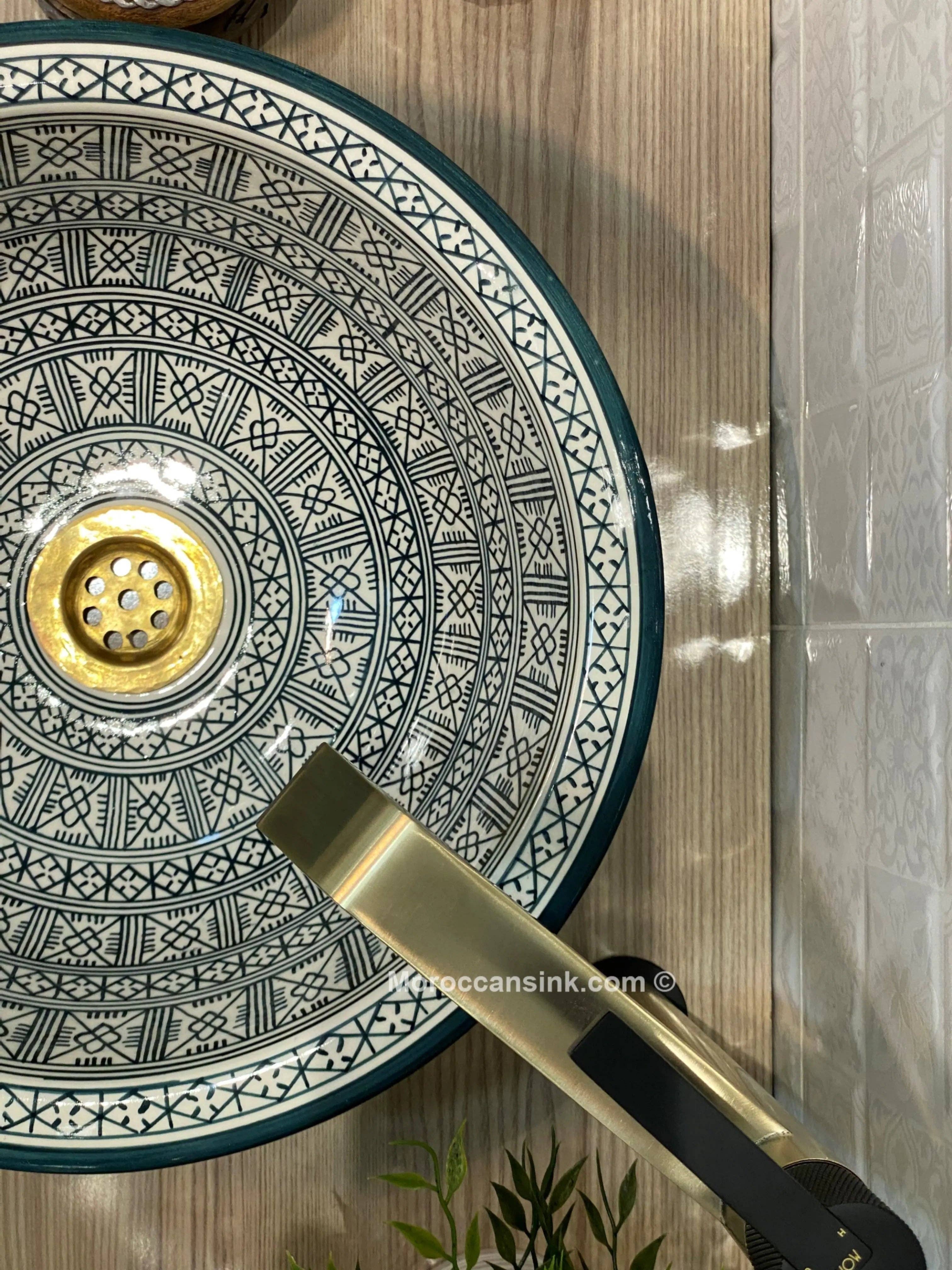Moroccan Sink - Vente Ensemble d'accessoires pour salle de bain - Handcrafted Ceramic Farmhouse Bathroom Sink8