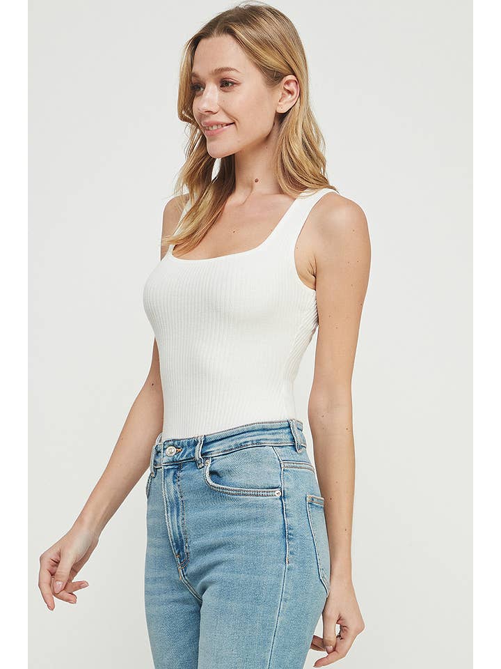 Allie Rose - Wholesale Bodysuit - Women's - Square Neck Ribbed Fine Gauge Bodysuit6
