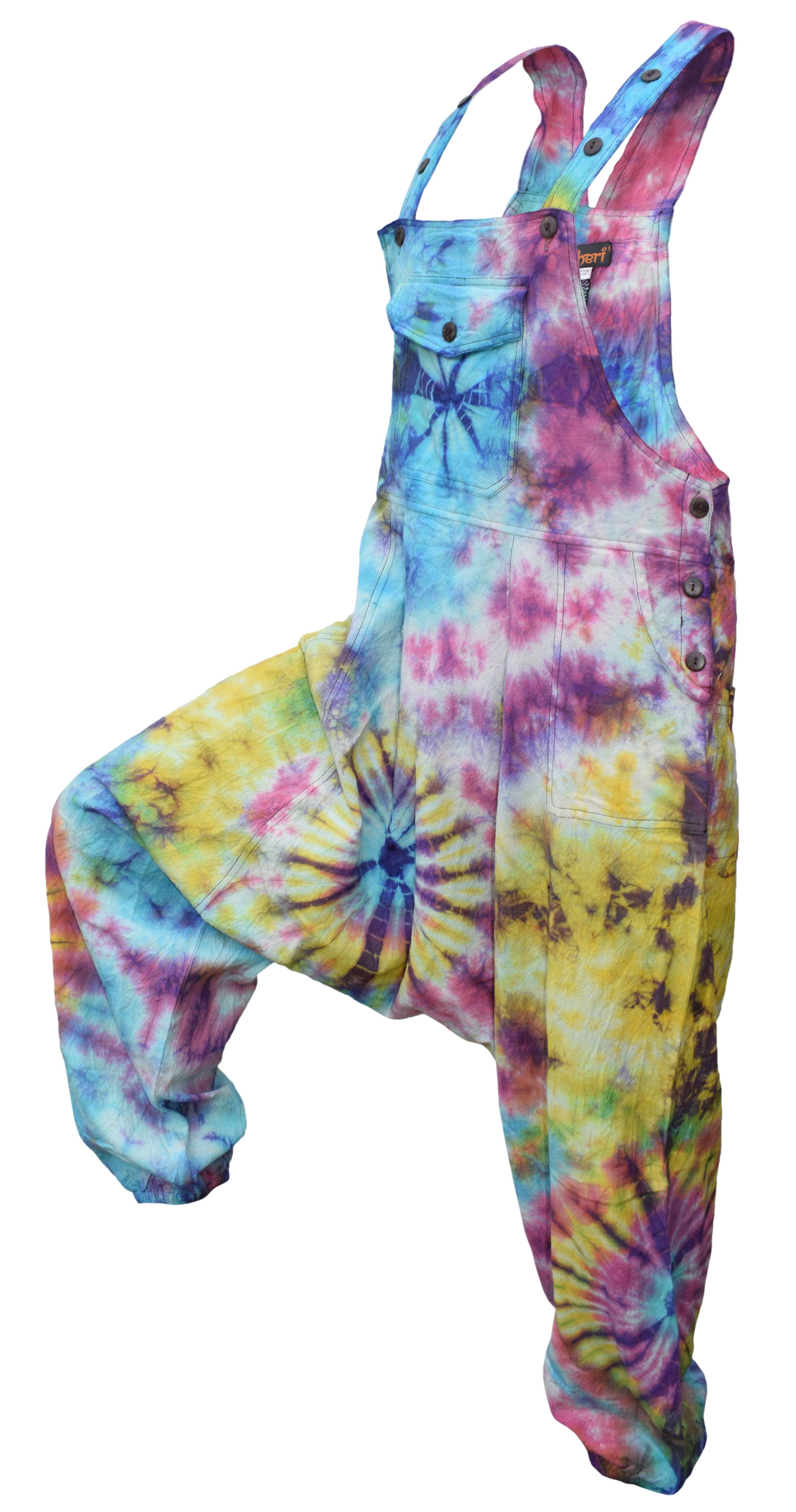 Gheri – wholesale Overalls – Women's – Womens Tie Dye Ali Baba Harem Dungaree5