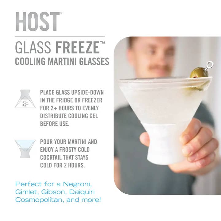 HOST - Wholesale Cocktail/Liquor Glass - Glass FREEZEâ„¢ Cooling Martini Glasses - Gray - Set of 2