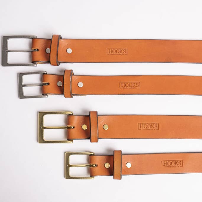 English Tan Bridle Belt for wholesale by Hooks Crafted Leather Co.