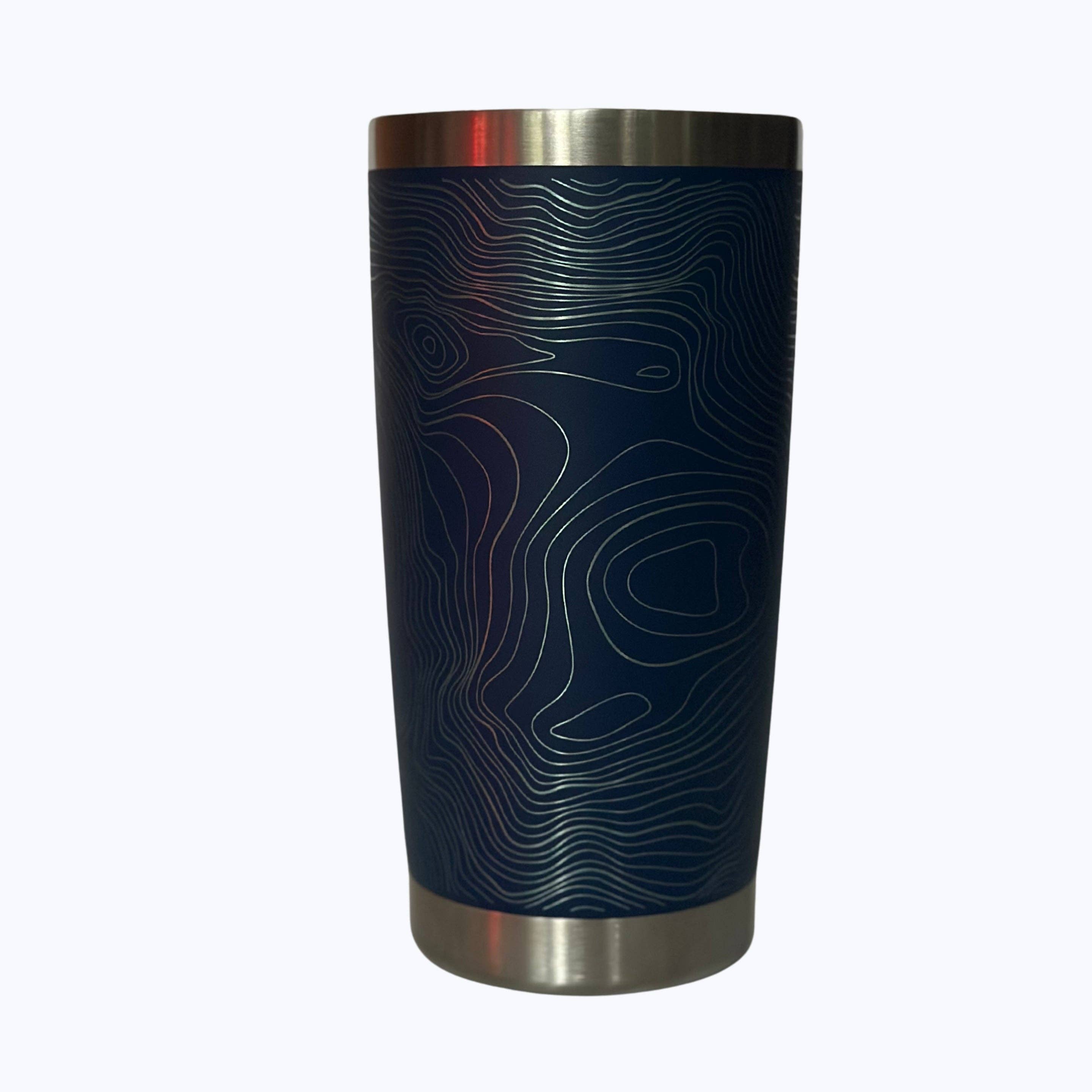 Rainier Watch Supply Co - Wholesale Insulated Mug/Tumbler - Mount Rainier National Park Topo Travel Coffee Tumbler (20oz) - Navy10