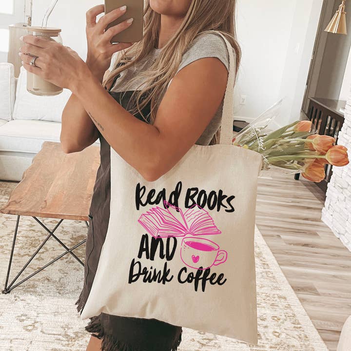 Read Books And Drink Coffee Canvas Tote Bag for wholesale by The Swoon Room