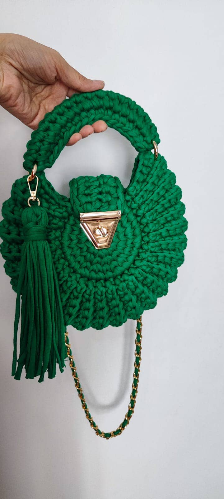 CHQEL - Wholesale Crossbody Bag - Women's - CHQEL Green Round Mussel  Crochet Handmade Model for Womens 3