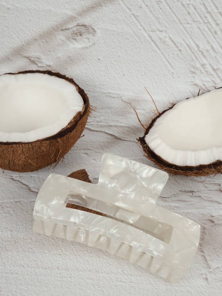 Claw Clip - Jumbo Elongated Rectangle - Pearl for wholesale by Nakoa The Label